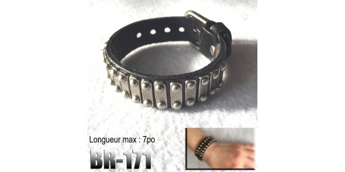 Br-171, Bracelet cuir et plaque d'acier